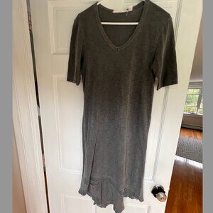 Wilt Long Raw Charcoal Grey Seamed T-Shirt Dress Size S